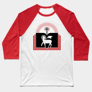 Christian illustration. Lamb of God on the background of the open book of life. Baseball T-Shirt